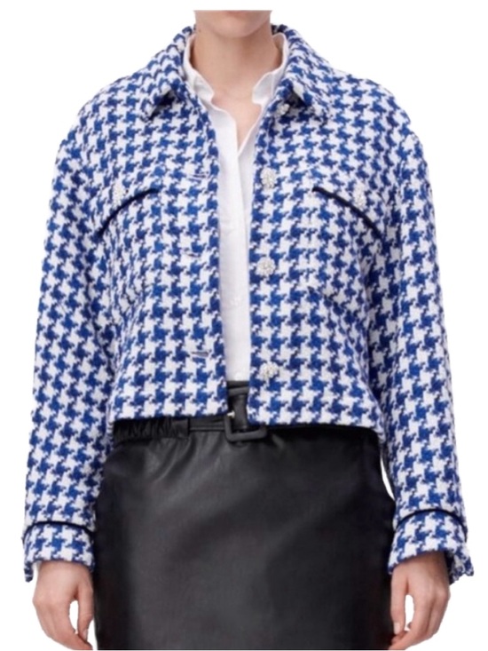 Zara Jackets & Blazers - Zara Jewel Button Textured Houndstooth Jacket Size S